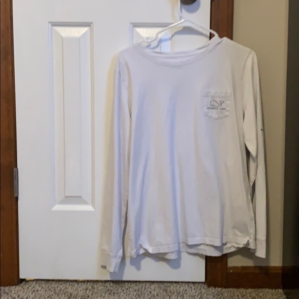 Blue and white Vinyard vines shirt